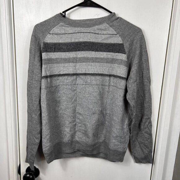 Calvin Klein Italian Yarn Heather Gray Striped Sweater |Merino Wool Blend | Sz M - Picture 3 of 9